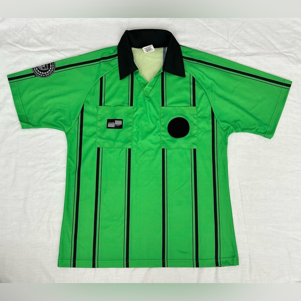 Official Sports Soccer Referee Green and Black Jersey